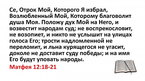 Се,Отрок Мой, трости надломленной не переломит