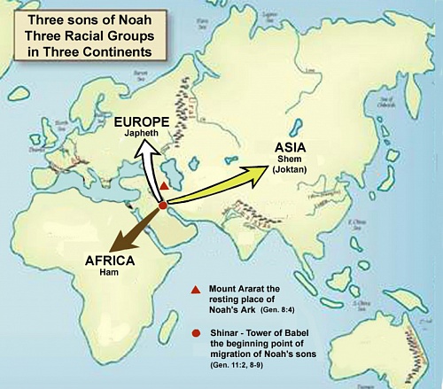 Библейские народы, произошедшие от сыновей Ноя